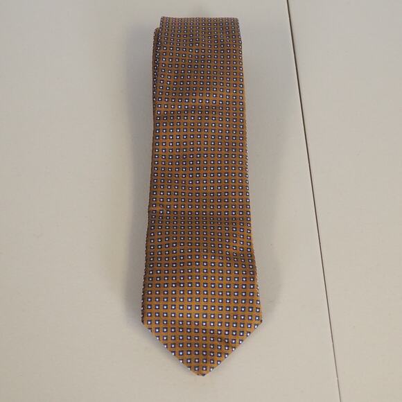 BARBARA BLANK New York Gold 100% Pure Silk Necktie Mens Size 3" x 62 1/4" Tie - Picture 1 of 11